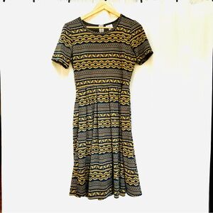 Lularoe Amelia dress. Blue and gold, size L